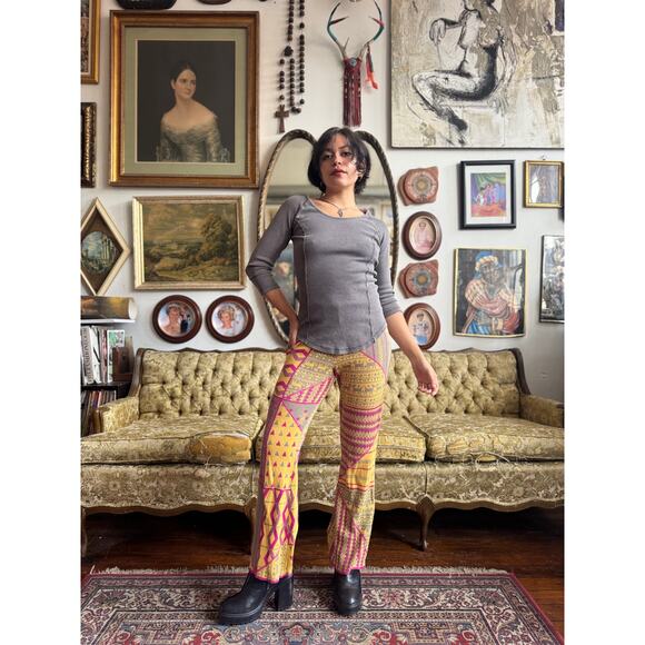 FP Kaleidoscope Sweater Flare Patchwork Legging Pants Ladies Size XS - Picture 5 of 8